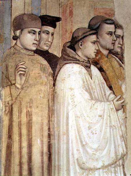 The Death of St. Francis, detail of the standing mourners on the left hand side, from the Bardi chap à Giotto di Bondone