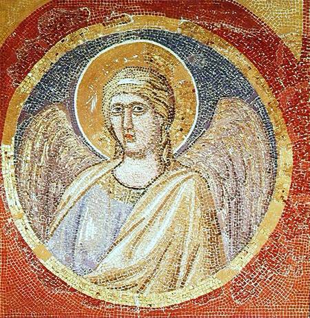 Detail of an angel from the Navicella, the Ship of the Church à Giotto di Bondone