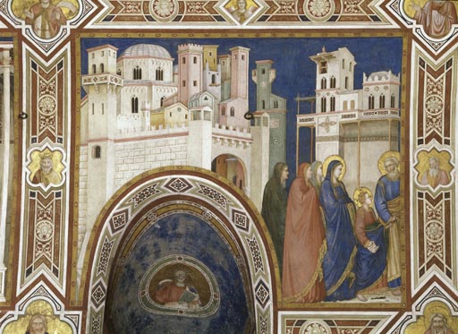 Die Heimkehr des zwoelfjaehrigen Jesus mit Maria und Josef nach Nazareth à Giotto di Bondone