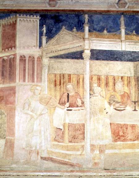 Herod's Banquet, detail of the violinist, from the Peruzzi chapel à Giotto di Bondone