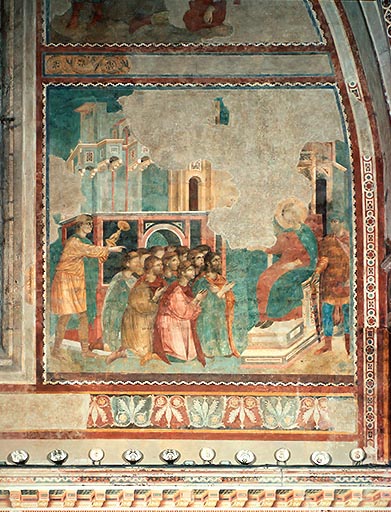 Joseph stellt seiner Brueder wegen des gestohlenen Bechers zur Rede à Giotto di Bondone