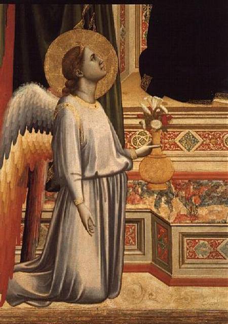 The Madonna di Ognissanti (Detail of Kneeling Angel with Vase of Flowers) à Giotto di Bondone
