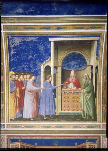 The Virgin's Suitors Presenting their Rods at the Temple à Giotto di Bondone