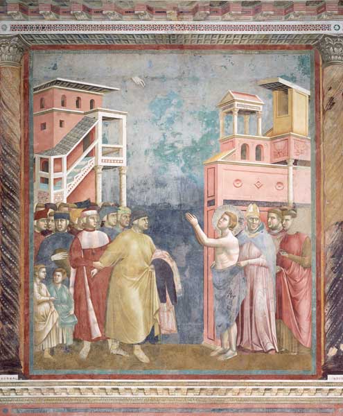 St. Francis Renounces his Father's Goods and Earthly Wealth à Giotto di Bondone