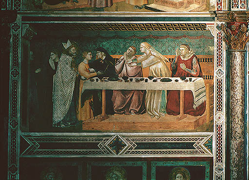 Der hl. Nikolaus befreit den Knaben Adeodat aus den Haenden der Agarener und bringt ihn seinen Elter à Giotto (école)
