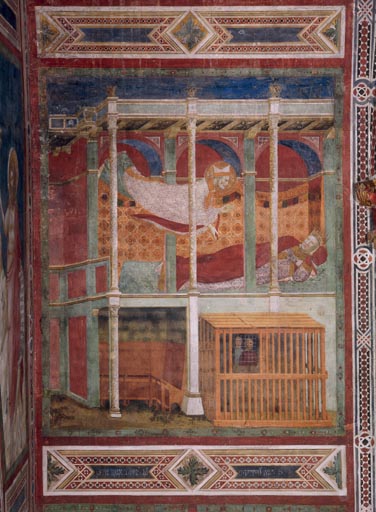 Der hl. Nikolaus erscheint dem Kaiser Konstantin im Traum à Giotto (école)