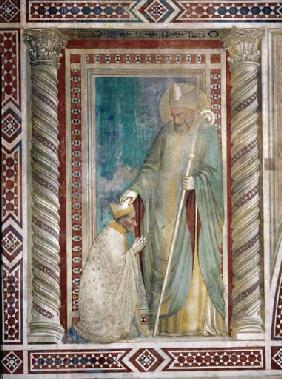 Der hl. Rufinus setzt dem Bischof Teobaldo Pontano die Mitra auf das Haupt