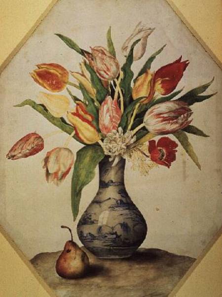 Blue China Vase of Tulips à Giovanna Garzoni