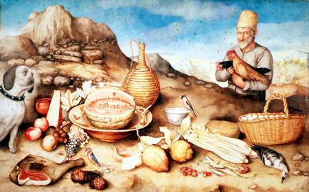 Still Life with Peasant and Hens à Giovanna Garzoni