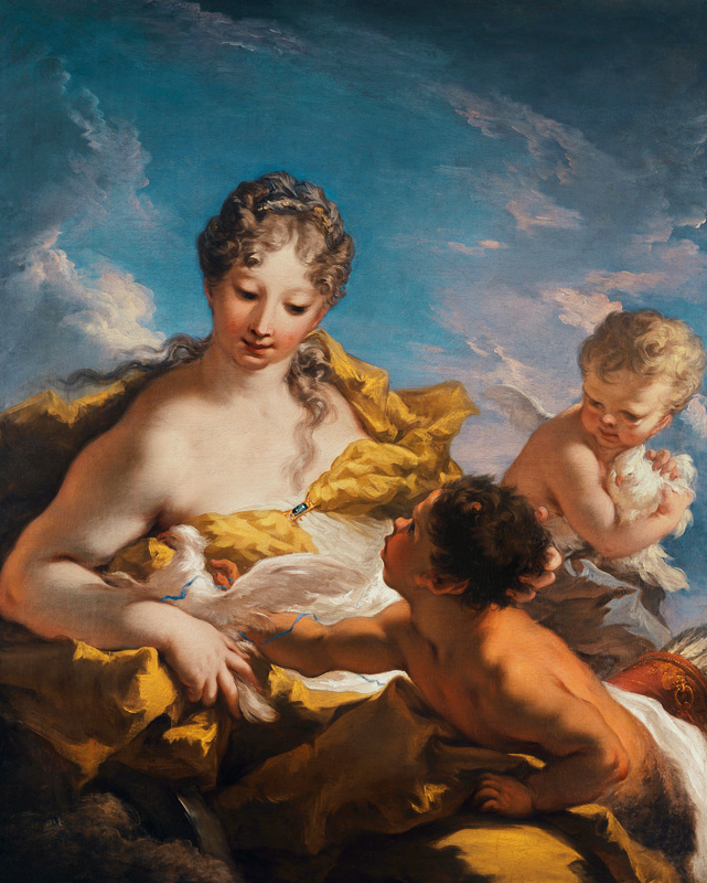 Venus and Cupid (oil on canvas) à Giovanni Antonio Pellegrini