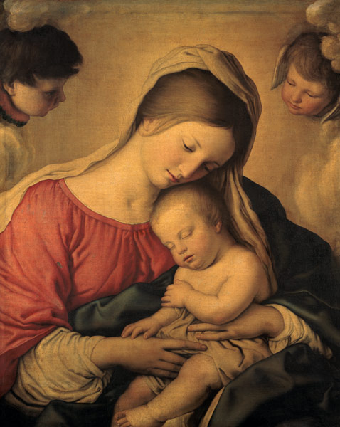 Marie avec l'enfant Jesus schlummernden. à Giovan Battista detto "Il Sassoferrato" Salvi