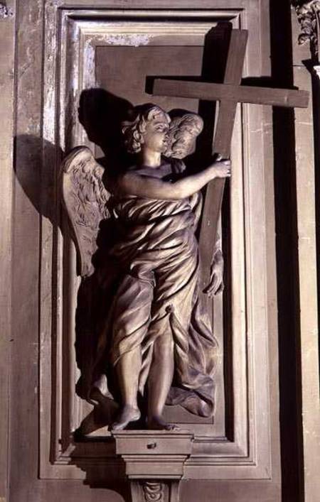 Statue of an angel with a cross à Giovanni Battista Ciceri