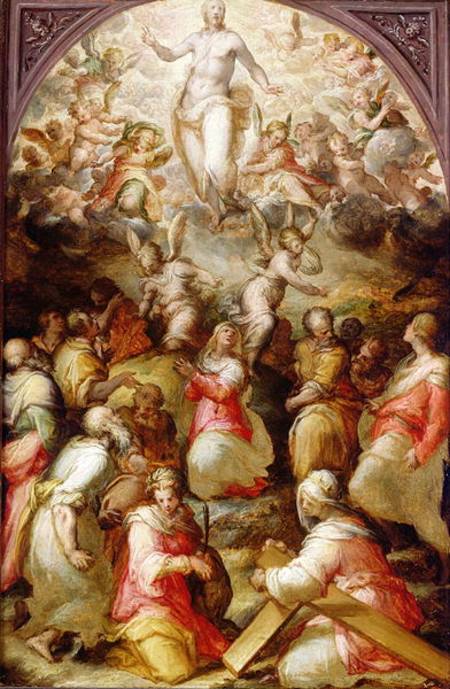 The Ascension of Christ with St. Agnes and St. Helen à Giovanni Battista Naldini