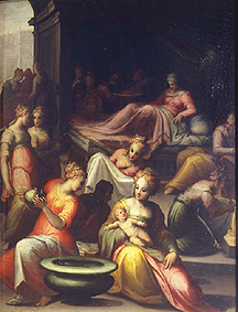 Die Geburt Johannes des Täufers. à Giovanni Battista Naldini