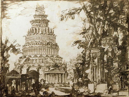 Neo-classical Structures (pen & ink on paper) à Giovanni Battista Piranesi