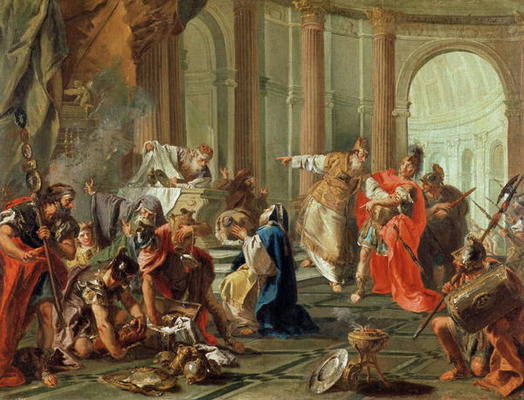Crassus Ransacks the Temple of Jerusalem, 1743 (oil on canvas) à Giovanni Battista Pittoni