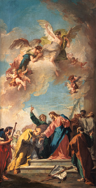 Le Christ transmet les clés au paradis à Pierre. à Giovanni Battista Pittoni