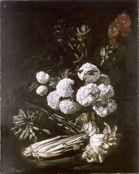Still Life of Flowers and Vegetables à Giovanni-Battista Ruoppolo ou Ruopolo