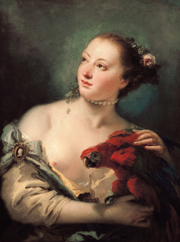 A Young Woman With a Macaw à Giovanni Battista Tiepolo
