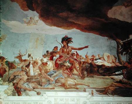 America, one of the Four Continents from the ceiling of the 'Treppenhaus' à Giovanni Battista Tiepolo