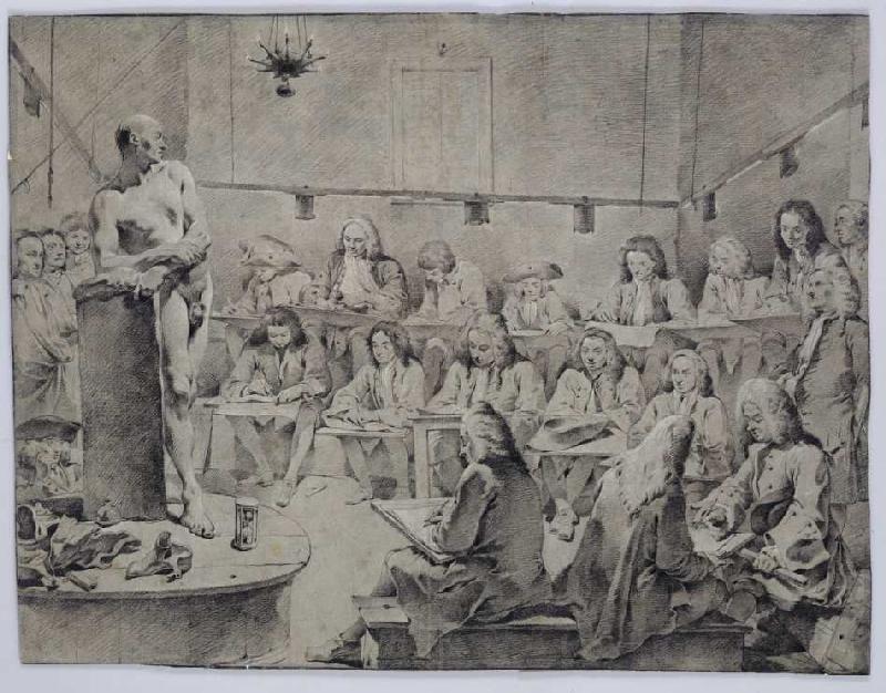 In der Akademie: Künstler beim Aktzeichnen. à Giovanni Battista Tiepolo