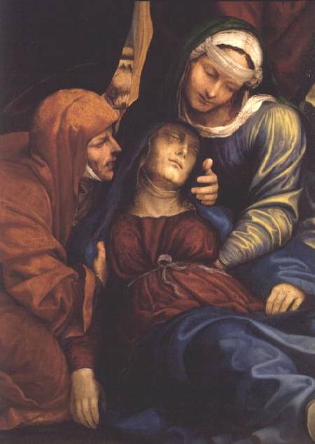 Detail of Deposition (altarpiece) showing Madonna fainting à Giovanni Bazzi Sodoma