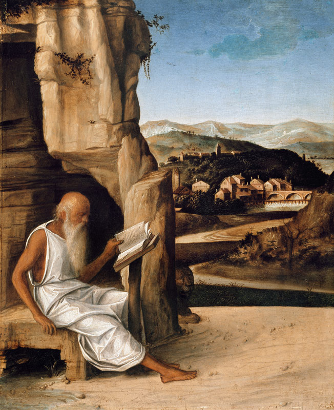 St. Jerome Reading in a Landscape à Giovanni Bellini