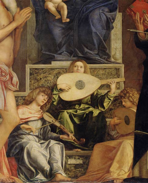 The San Giobbe Altarpiece, detail of music-making angels à Giovanni Bellini
