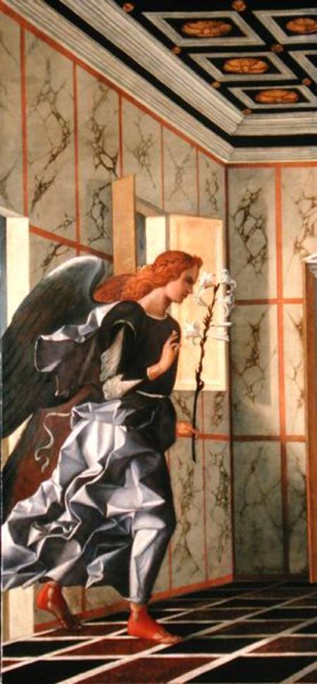 The Archangel Gabriel, from The Annunciation diptych  (post-1998 restoration) à Giovanni Bellini