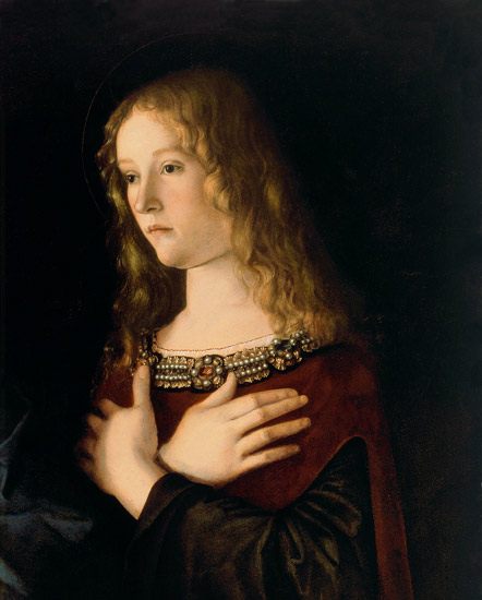 Mary Magdalene, detail from the Virgin and Child with St. Catherine and Mary Magdalene à Giovanni Bellini