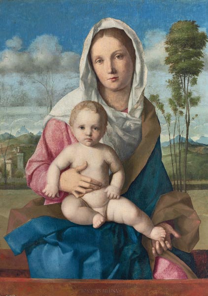 Madonna mit Kind in einer Landschaft. à Giovanni Bellini