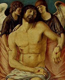 Le Christ mort, deux anges attristés