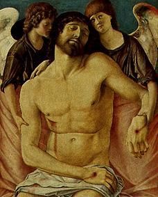 Le Christ mort, deux anges attristés à Giovanni Bellini