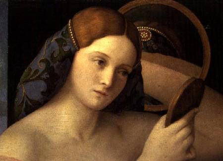 Young Woman at her Toilet, detail of the face à Giovanni Bellini