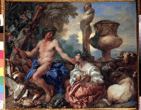 Pastoral scene. Faun and Shepherdess