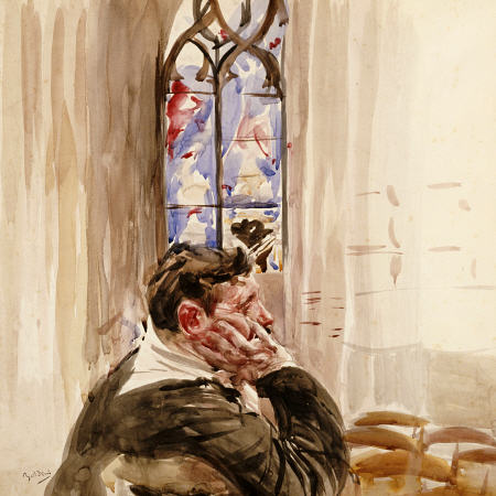 Portrait Of A Man In Church à Giovanni Boldini