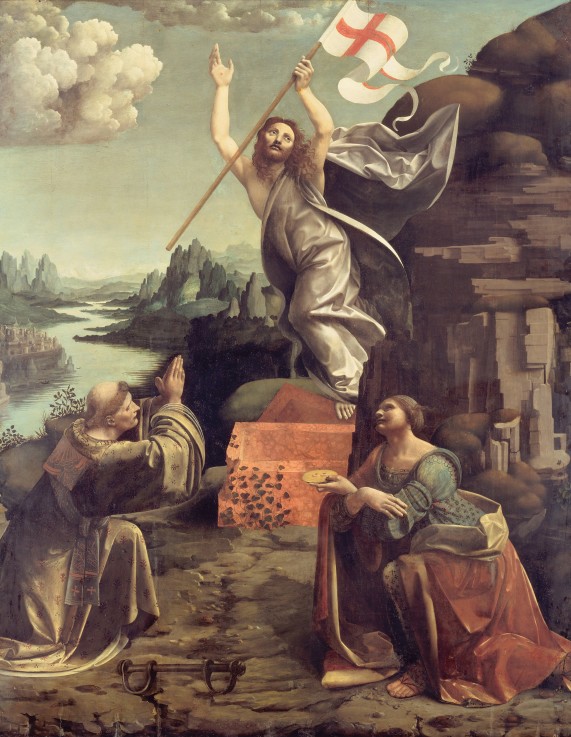 The Resurrection of Christ with Saints Leonard of Noblac and Lucia à Giovanni Boltraffio