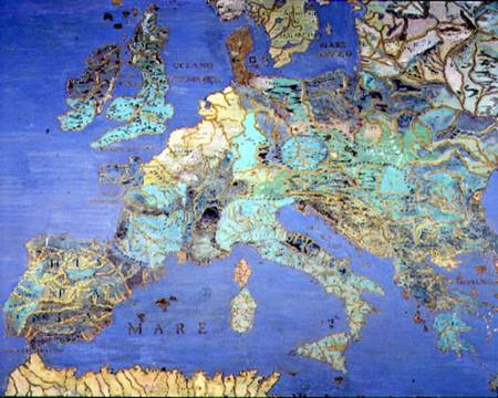 Map of Sixteenth Century Europe from the 'Sala del Mappamondo (Hall of the World Maps) à Giovanni de' Vecchi