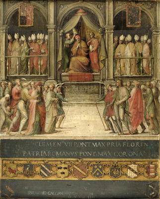 Coronation of Pope Paul II (1417-71) 1534 (oil on panel) à Giovanni di Lorenzo Cini