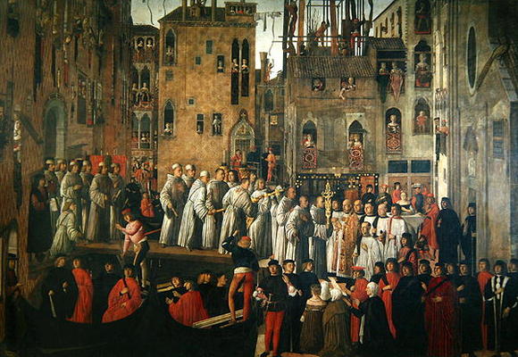 Miracle of the Relic of the Cross in Campo San Lio, c.1494 (oil on canvas) à Giovanni di Niccolo Mansueti