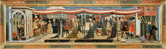 Frontal from the Adimari Cassone depicting a wedding scene in front of the Baptistry à Giovanni di Ser Giovanni Scheggia