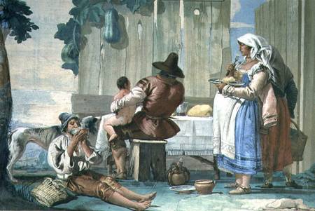 Peasants Eating out of Doors from the 'Foresteria' ( 1757 à Giovanni Domenico Tiepolo