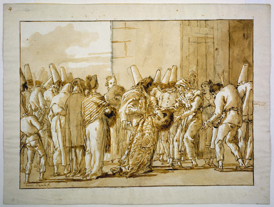Punchinellas Father Brings Home His Bride à Giovanni Domenico Tiepolo