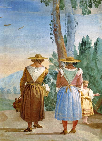Two Peasant Women and a Child Seen from Behind from the 'Foresteria' ( 1757 à Giovanni Domenico Tiepolo