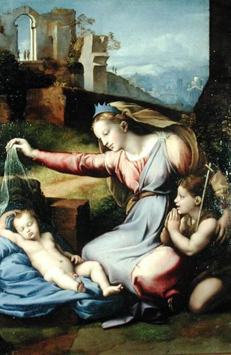 Virgin of the Veil (The Virgin of the Blue Diadem) à Giovanni Francesco Penni