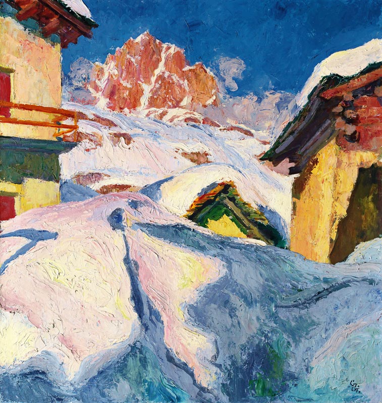 Capolago in Winter with a View of Piz Lagrev à Giovanni Giacometti
