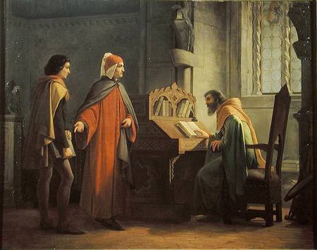 Dante (1265-1321) presenting Giotto (1266-1337) to Guido da Polenta (d.1310) à Giovanni Mochi