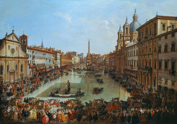 Piazza Navona pondéré à Rome sous l'eau. à Giovanni Paolo Pannini