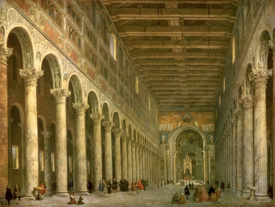 Interior of the Church of San Paolo Fuori le Mura, Rome à Giovanni Paolo Pannini