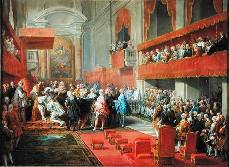 Presentation of the Order of the Holy Spirit to Prince Vaini by Paul-Hippolyte de Beauvillers (1684- à Giovanni Paolo Pannini